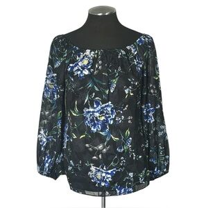 🆕 White House Black Market – Floral Long Sleeve Lined Peasant Blouse – Small